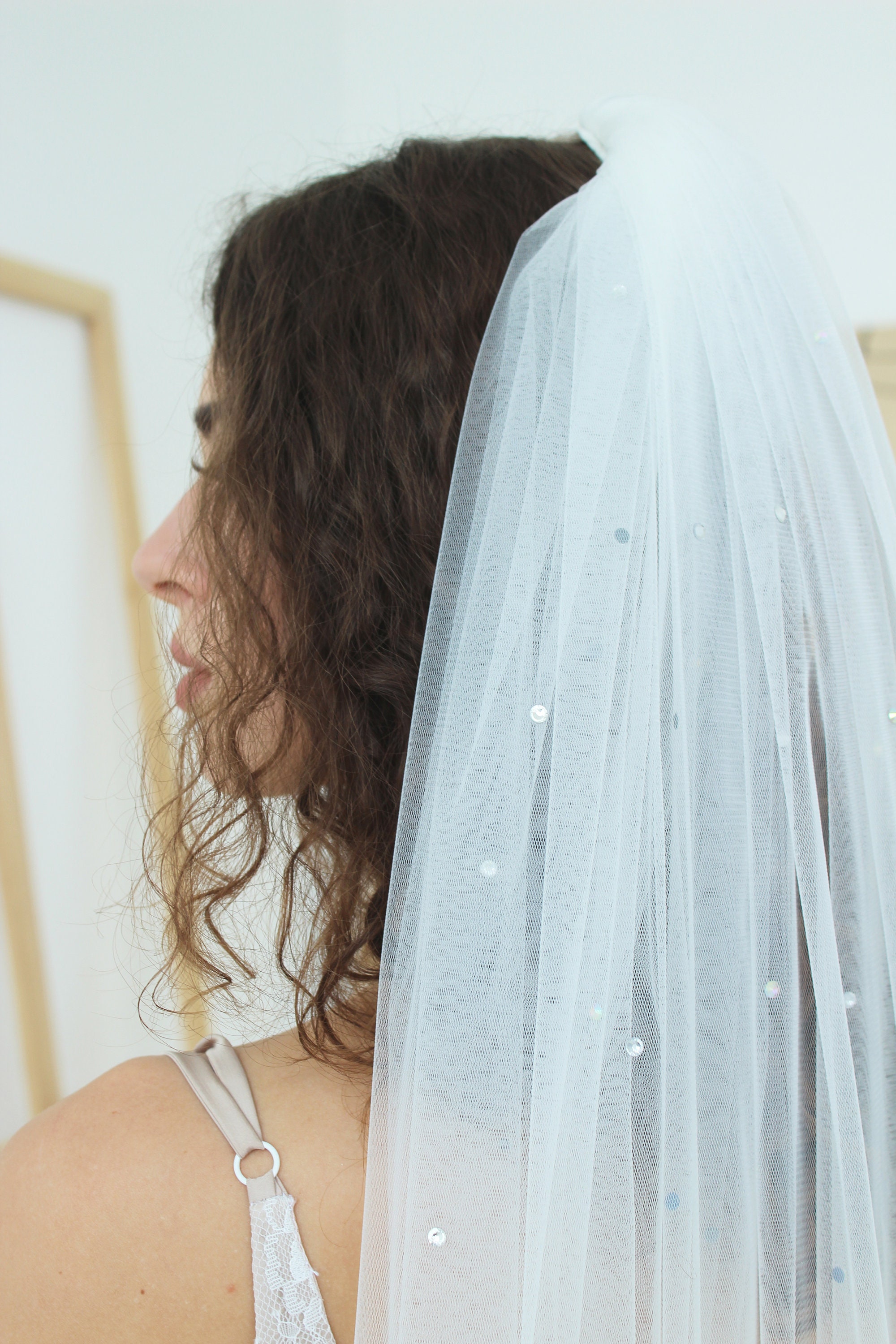 Crystal wedding veil Bridal veil with crystals Ivory wedding Etsy