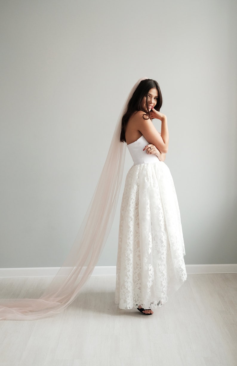 Blush Wedding Veil Bridal Veil Pink Veil Wedding Veil Veil Etsy UK