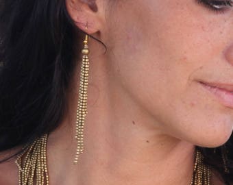 Bohemian Fringe Earrings - Seed Bead Earrings - Festival Jewelry Earrings - Elegant Beaded Earrings - Beaded Tassel Earrings