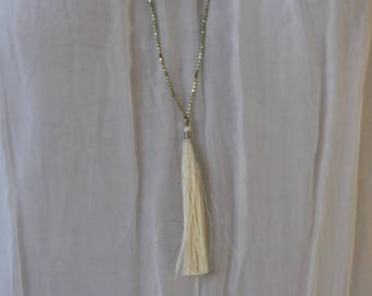 Bohemian Necklace Simple - Boho Necklace Long Tassel - Girlfriend Necklace Gift - Seed Bead Layering - Dainty Boho Necklace