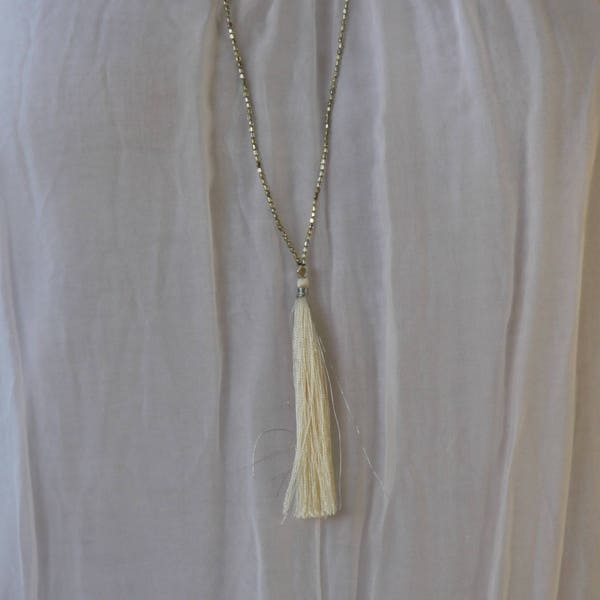 Bohemian Necklace Simple - Boho Necklace Long Tassel - Girlfriend Necklace Gift - Seed Bead Layering - Dainty Boho Necklace