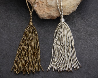 collana da donna in pelle intrecciata bohémien con perline
