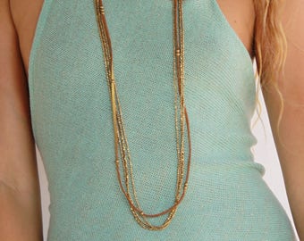 Collier Boho extra long - Collier de perles de graines - Collier Boho simple - Collier de tous les jours - Collier long double wrap - Collier de superposition