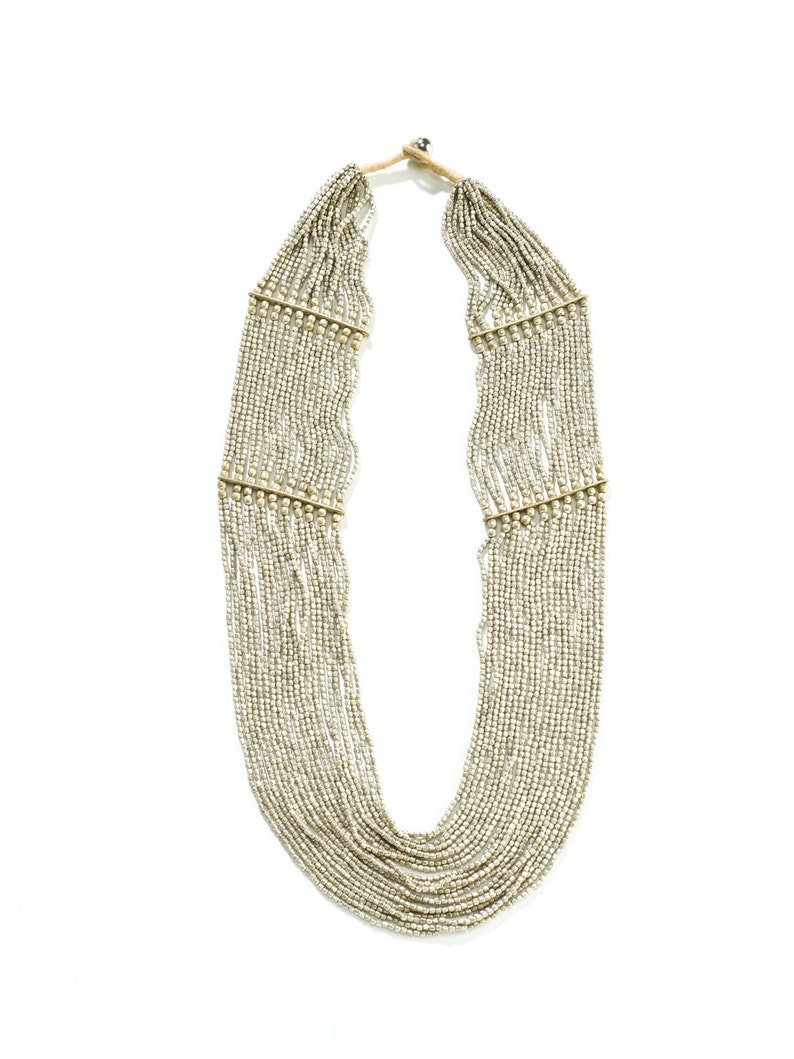 Seed Beaded Necklace Festival Necklace Statement Long Gold Necklace Chunky Necklace Statement Boho Modern Necklace Boho Jewelry