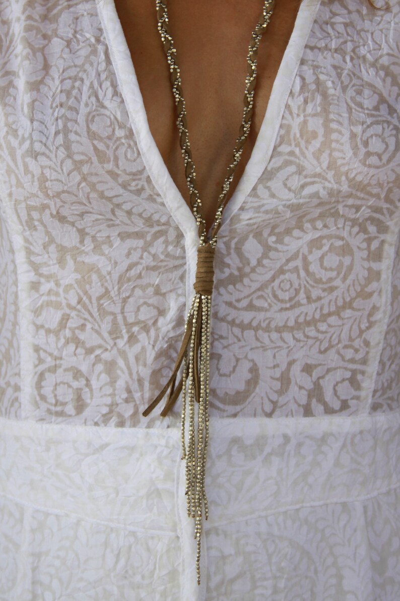 Elegant Long Necklace Knot Necklace Long Necklace Leather Etsy