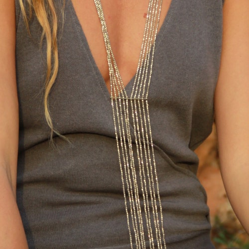 Long Statement Necklace for Woman Festival Gold Necklace Etsy