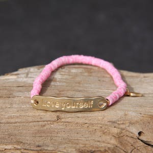 Lucky Bracelet Bar Beaded Bracelet Be Happy Bracelet Love Yourself ...