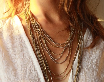 Multi Strand Boho Necklace - Long Women Necklace - Seed Beaded Necklace - Extra Long Boho Necklace - Long Everyday Necklace