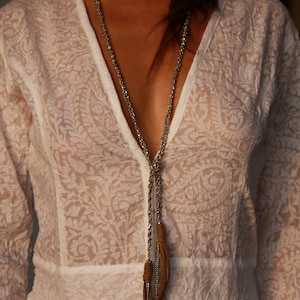 Long Open Necklace - Tassel Necklace - Simple Boho Necklace - Knot Necklace Long - Seed Beaded Necklace - Long Women Necklace