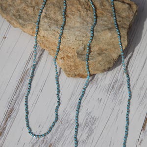 Blaue Halskette für Frauen - Doppelwickel-Perlen-Halskette - Lange Halskette für jeden Tag - Perlen-Halskette für Mama - Boho-Halskette Einfach