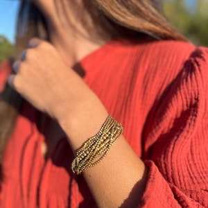 Pulsera de latón-Pulsera hecha a mano-Pulsera boho-Pulsera bohemia-Pulsera gitana-Pulsera boho de plata-Pulsera de latón para mujer.