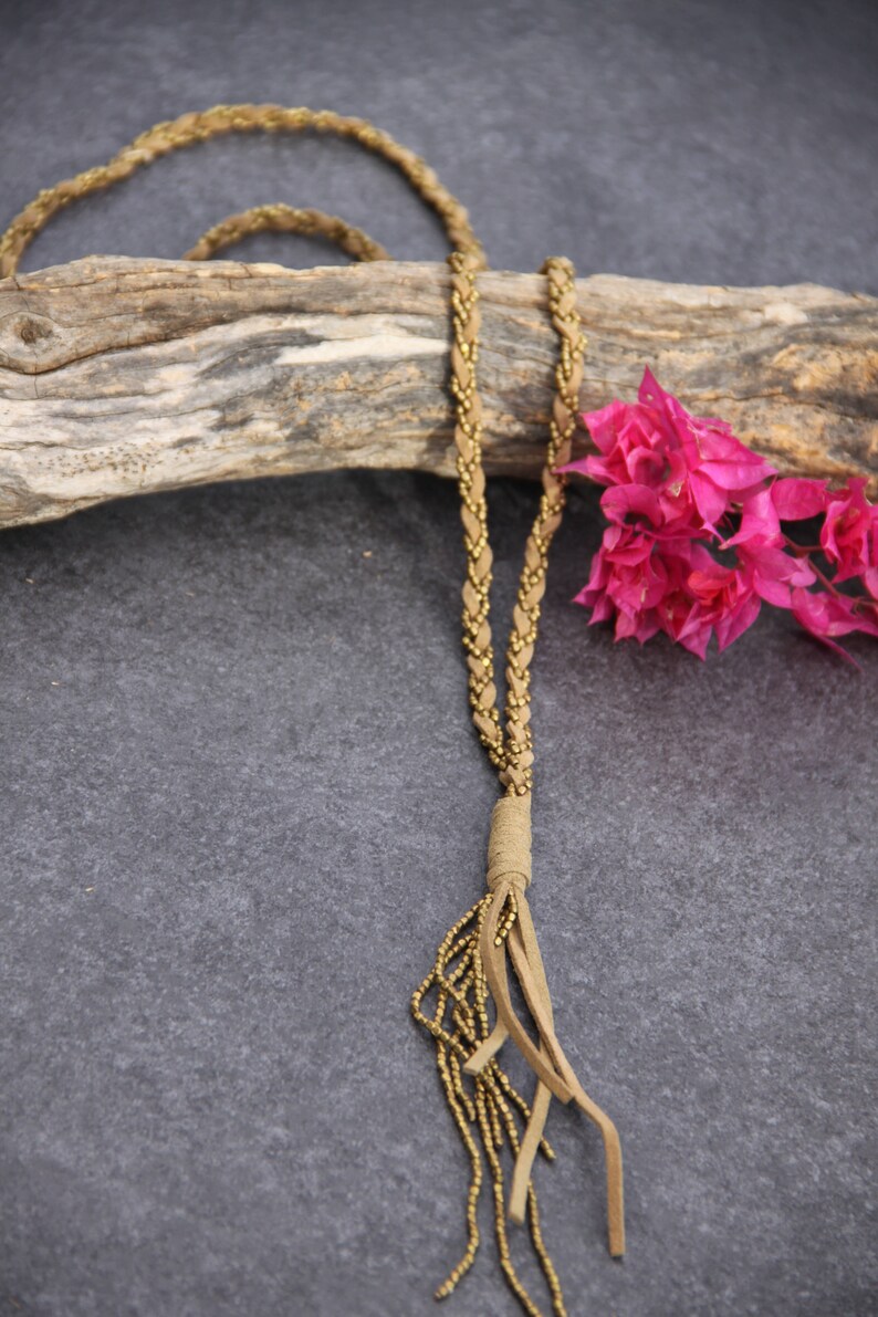 Elegant Long Necklace Knot Necklace Long Necklace Leather Etsy