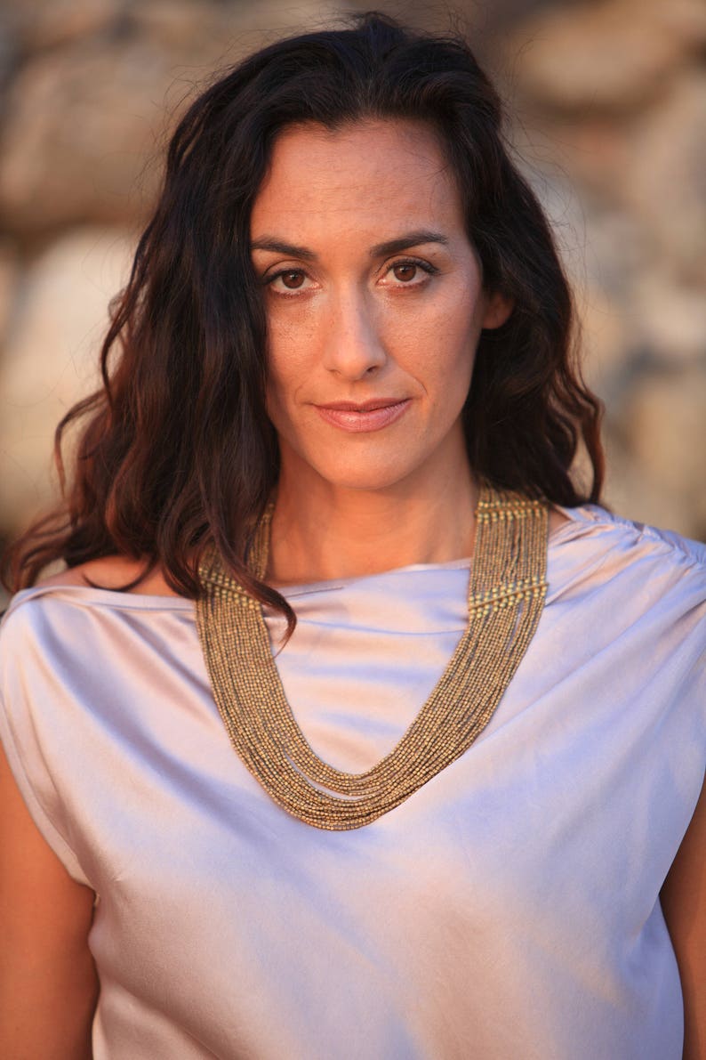Seed Beaded Necklace Festival Necklace Statement Long Gold Necklace Chunky Necklace Statement Boho Modern Necklace Boho Jewelry