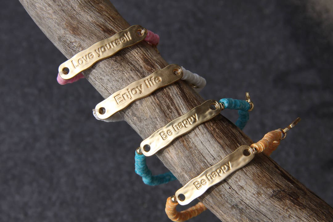 Lucky Bracelet Bar Beaded Bracelet Be Happy Bracelet Love Yourself ...