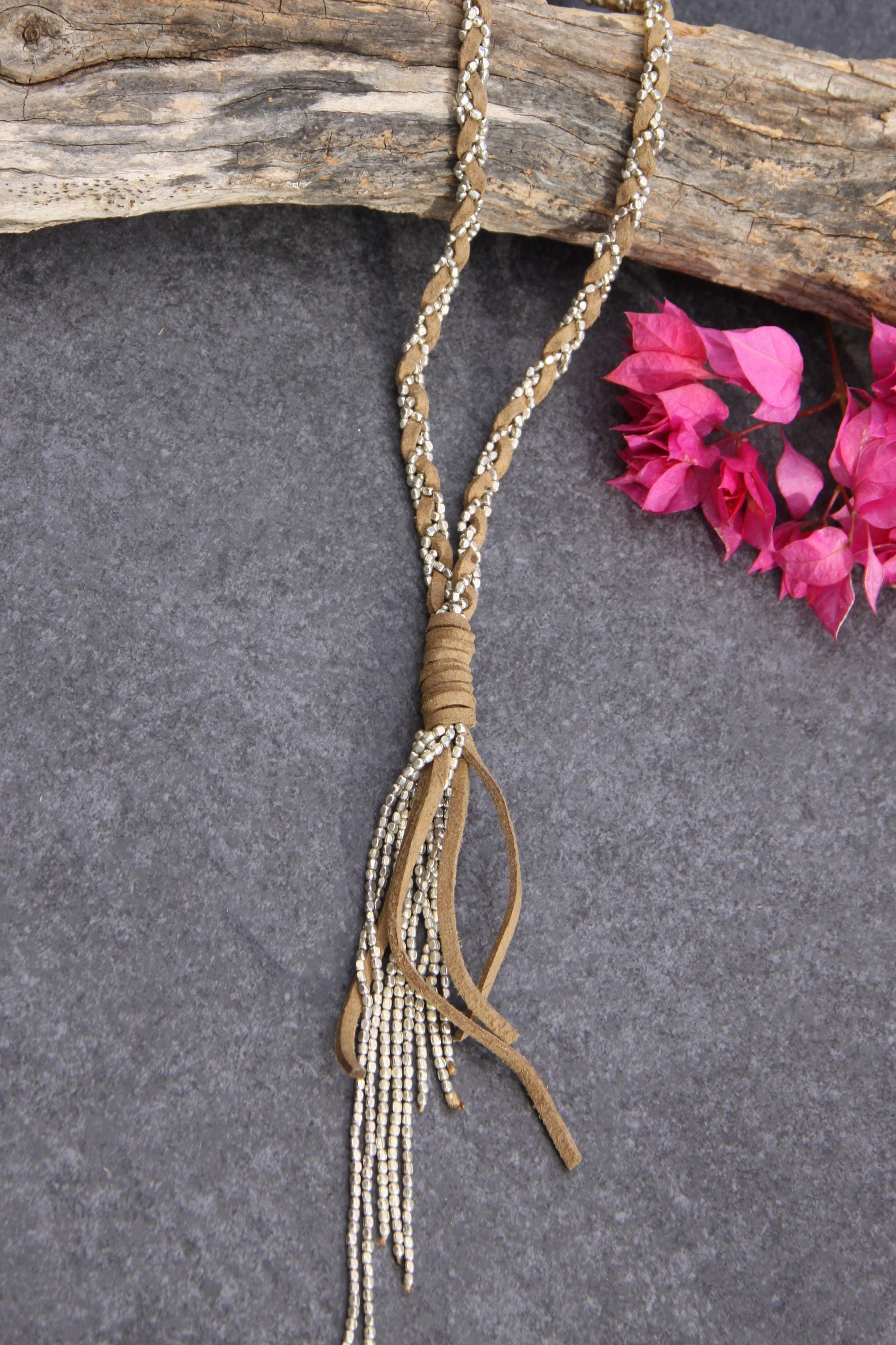 Elegant Long Necklace Knot Necklace Long Necklace Leather Etsy