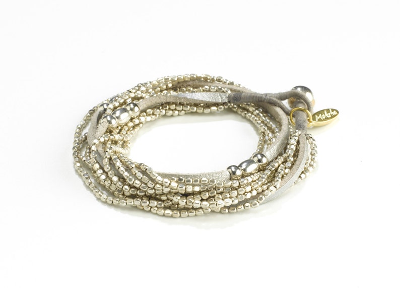 Multi Strand Boho Bracelet Womens Bracelet Bohemian Stackable Bead Silver Bracelet Stacking Bracelet Elegant Boho Bracelet