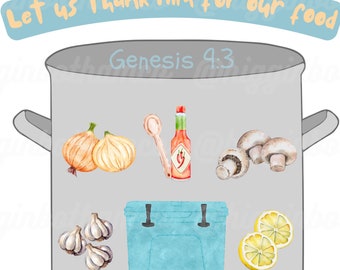 Seafood Boil Clipart, Cajun Crawfish, Genesis 9:3 PNG (Digital Download)