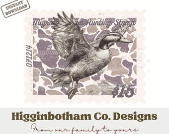 Girl's Duck Hunting Stamp PNG: Retro Camo Mallard (Digital Download)