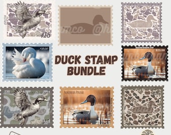 Duck Stamp PNG Bundle • Mallard Duck Clipart • Hunting Stamp PNG • Mallard Canvas Art • Vintage Duck Stamps • Instant Download