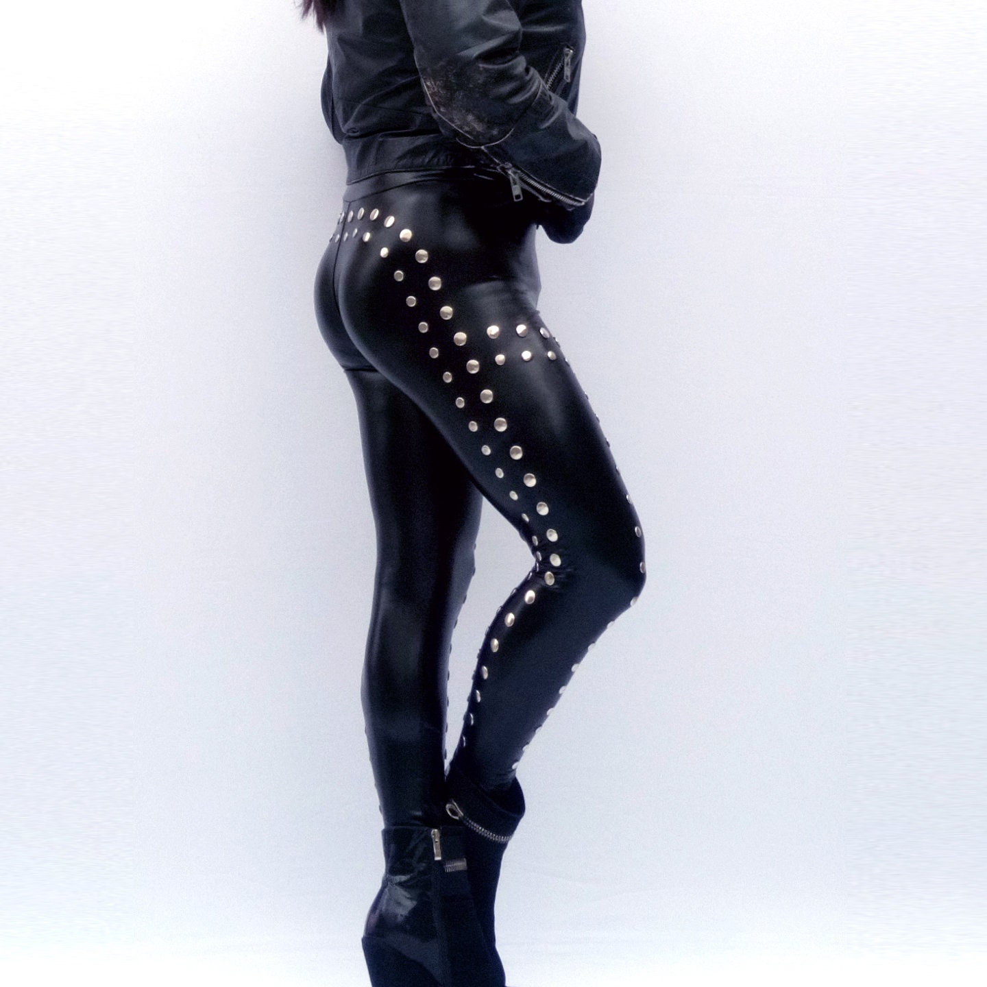 Leggings Studded Leggings Heavy Metal Clothes Rock Clothing leather leggings Rock Leggings Dark Style Heavy Metal Fashion Rocker