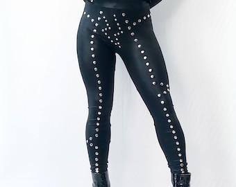 Studded Leggings, Heavy Metal Rock Style, Spandex