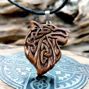 Viking Fenrir Wolf Wood Pendant Wood Jewelry Handcrafted Etsy