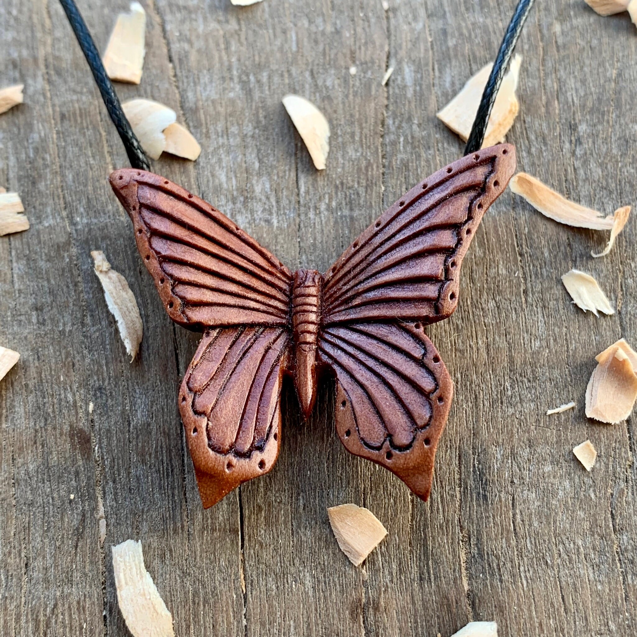 Wooden butterfly necklace online