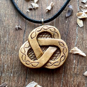 Celtic Knots Triquetra Style 2  Pendant Necklace,  Handmade Carved On Walnut Wood, Unisex Jewelry Gift Idea