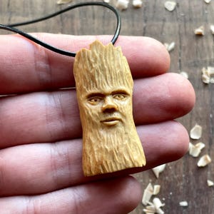 Newborn Spirit - Wood Spirit Olive Wood Pendant, Wooden Spirit Necklace, Wood Totem Jewelry