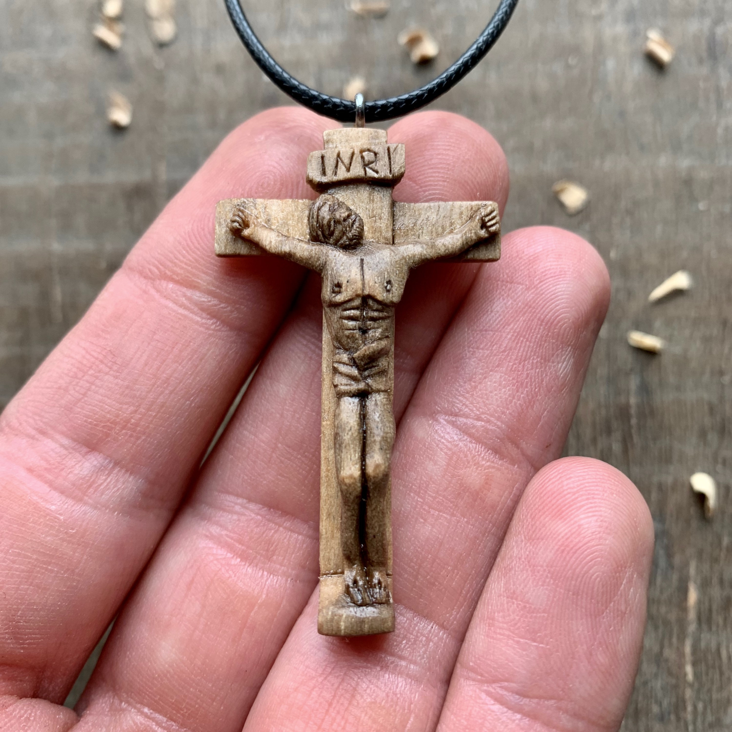 Wooden Cross Pendant Necklace Long for Woman Men Vintage Wood Christian  Fashion