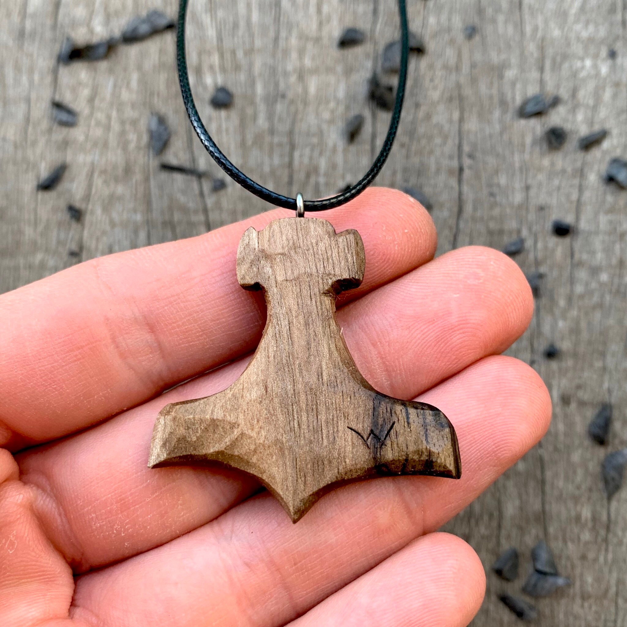 Thor's Hammer Wood Pendant Mjölnir Thor Hammer Necklace Etsy