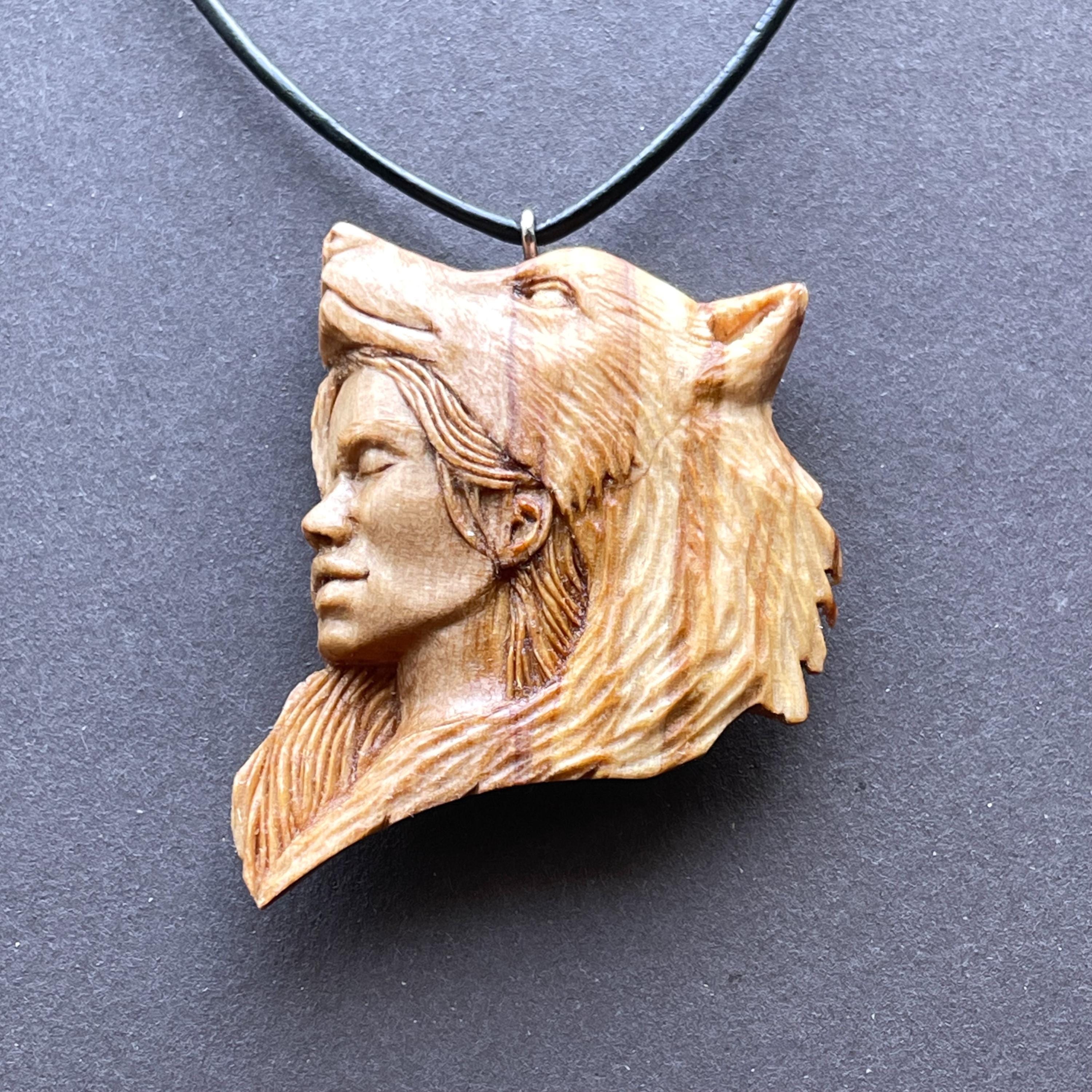 81stgeneration - Collana Con Ciondolo Testa Di Lupo In Osso Intagliato A Mano E Argento 925 - Amuleto Totemico Tribale Boho, Lunga 84 Cm, Regalo Significativo - 3