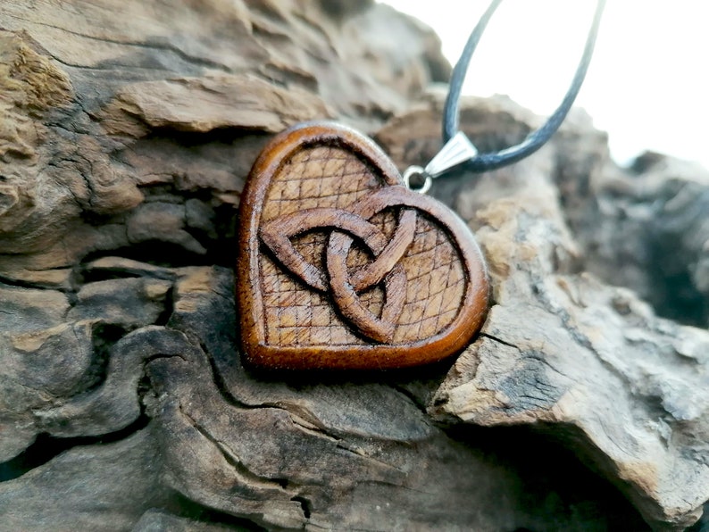 Love And Friendship Celtic Knots Heart Celtic Heart Triskelion Wood Pendant Artisan Jewelry Handmade Beauty And The Best