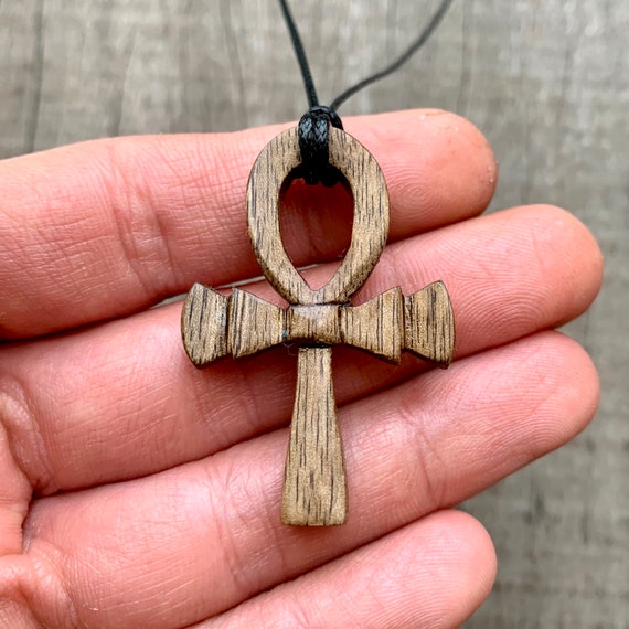 Ankh Cross Necklace Wooden Necklace Egyptian Ankh Pendant