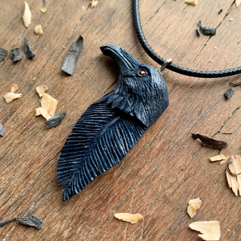 Carved Wood Raven - Etsy