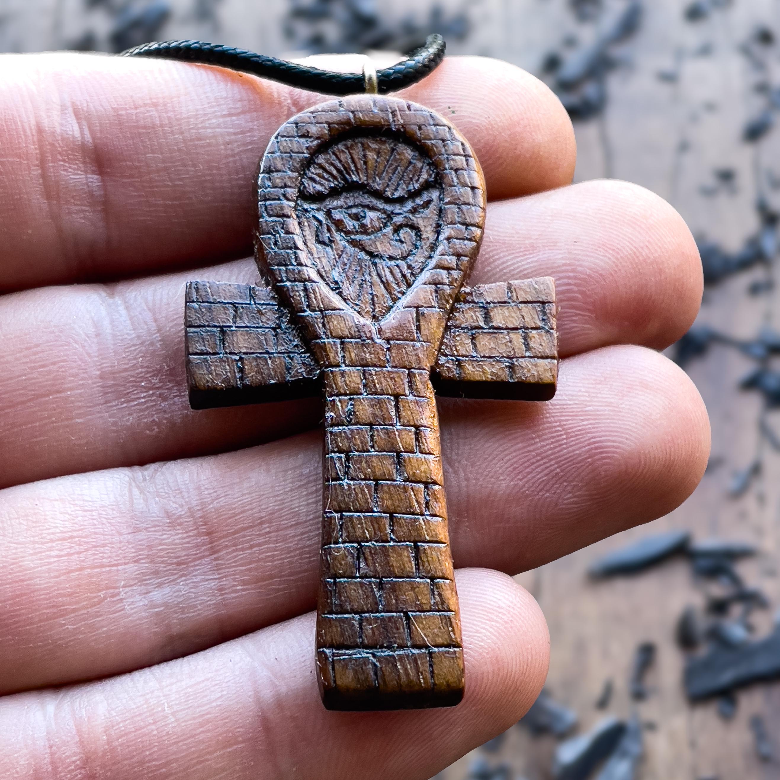 Collana Con Ciondolo In Legno Con Croce Egizia Ankh Da - Foto 8
