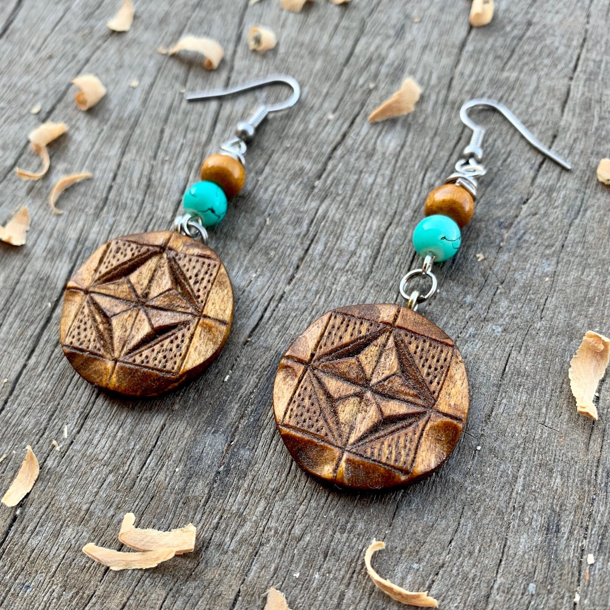Wooden earrings on sale