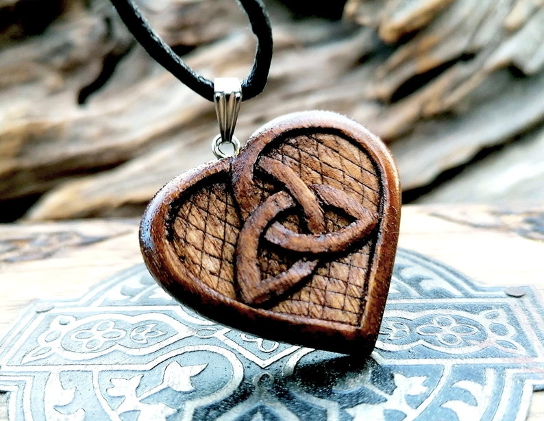 Love And Friendship Celtic Knots Heart Celtic Heart Triskelion Wood Pendant Artisan Jewelry Handmade Beauty And The Best