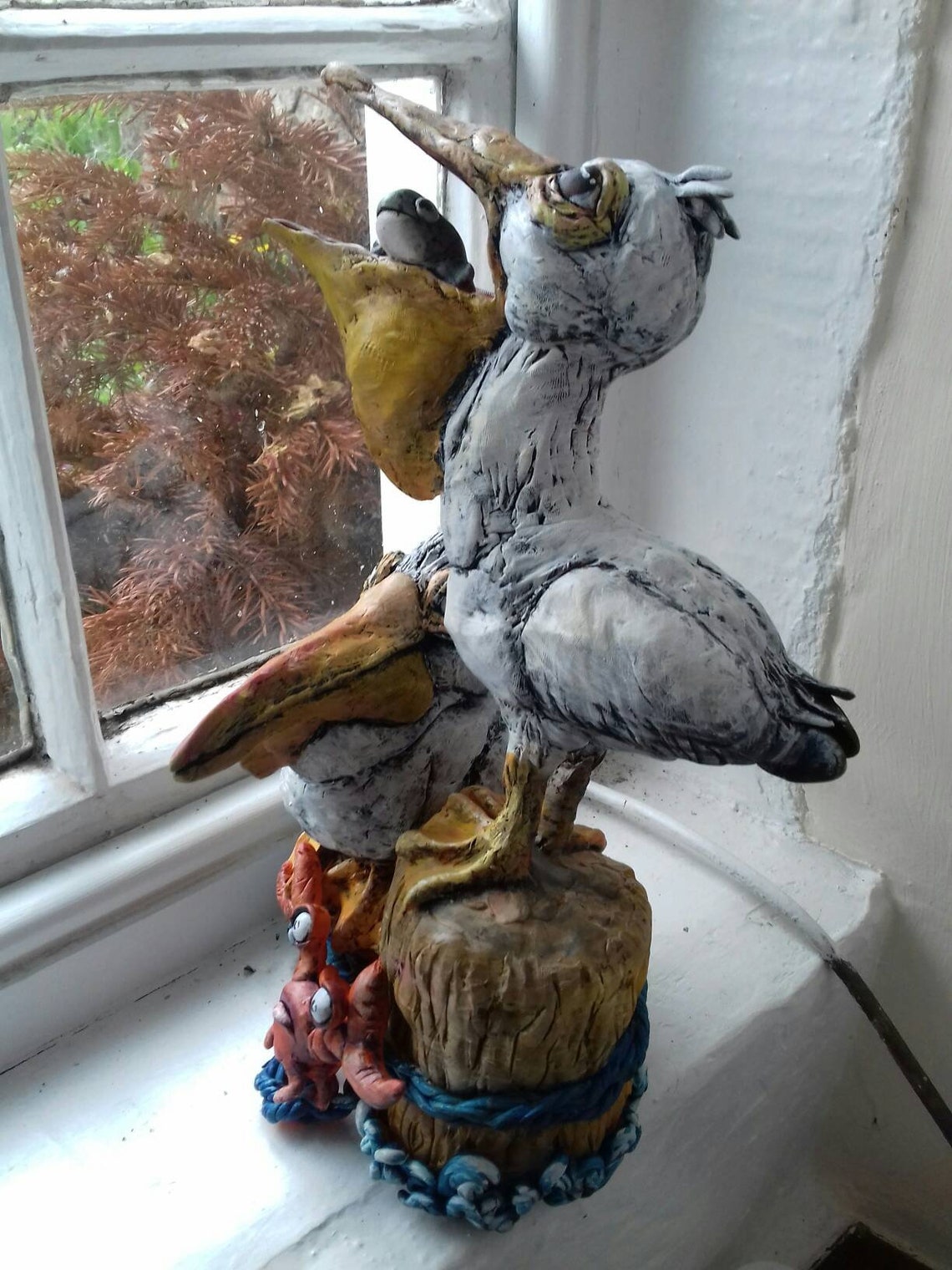 Pelicans. Original Polymer Clay Sculpture Hand Painted Signed Etsy