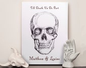 Personalised anniversary name and date print - Choose any size - choose any colour - Print or canvas - Skull - Goth Wall Art