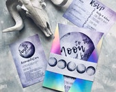 Moon Wedding Invitation Suite with Holographic Jacket - Modern invitations, rainbow invitations, bright, space, alternative stationery.