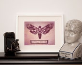 Moth 'till death us do part' Print || Gothic Wall Art, Goth Valentines Print, Gothic Anniversary Print, Gothic Gift, Deaths Head Moth Print.