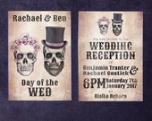 Day of the Dead Wedding Invitations - Gothic Wedding Invitation, Goth Wedding Invitation, Skull Wedding Invitation, Alternative Wedding.