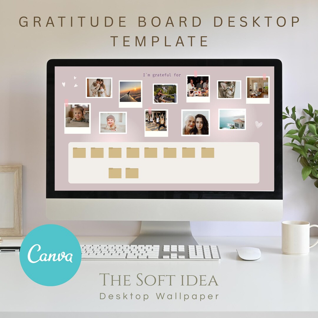 Gratitude Board / Desktop Wallpaper / Editable Template / Vision Board ...