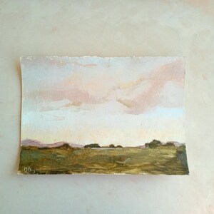 Cielo dipinto ad olio su carta. Dipinto di paesaggio