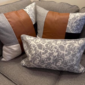 Sofa Pillow Set, Faux Leather, Black, Ivory, Grey, Furry & Textured Pillow Covers