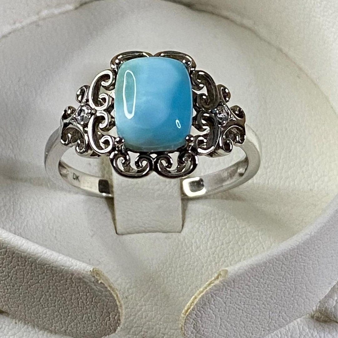 Genuine Blue Larimar Sterling Silver Ring .09ctw, Womens