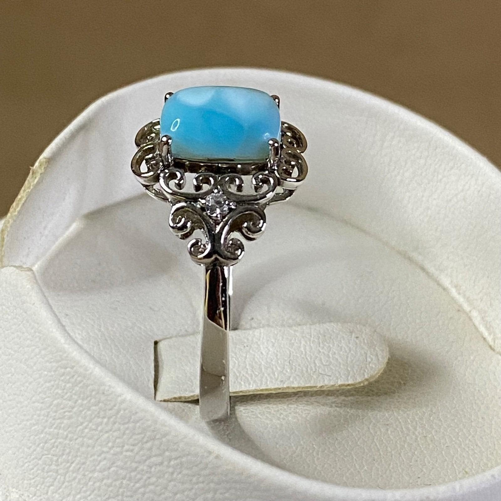 Genuine Blue Larimar Sterling Silver Ring .09ctw, Womens