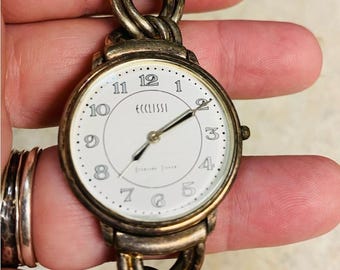 Orologio Ecclissi in argento sterling con chiusura a ginocchiera, 62 g, bracciale da donna vintage