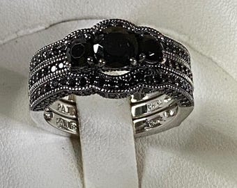 Anello da sposa da donna in spinello nero, argento sterling 925, anniversario, 2,20 carati, taglia 9